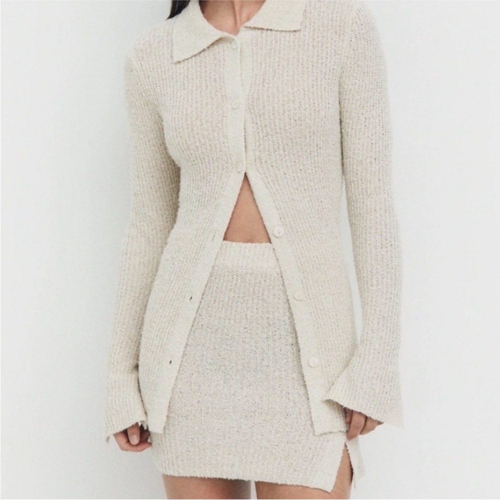 Ladies Mango‎ Cream Ivory Know Button Down Sweater Size Small
